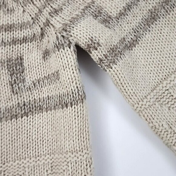 TNA Women's Knit Cream Taupe Lambs Wool Cowichan Zip Up Cardigan Pockets Size S - Picture 4 of 15